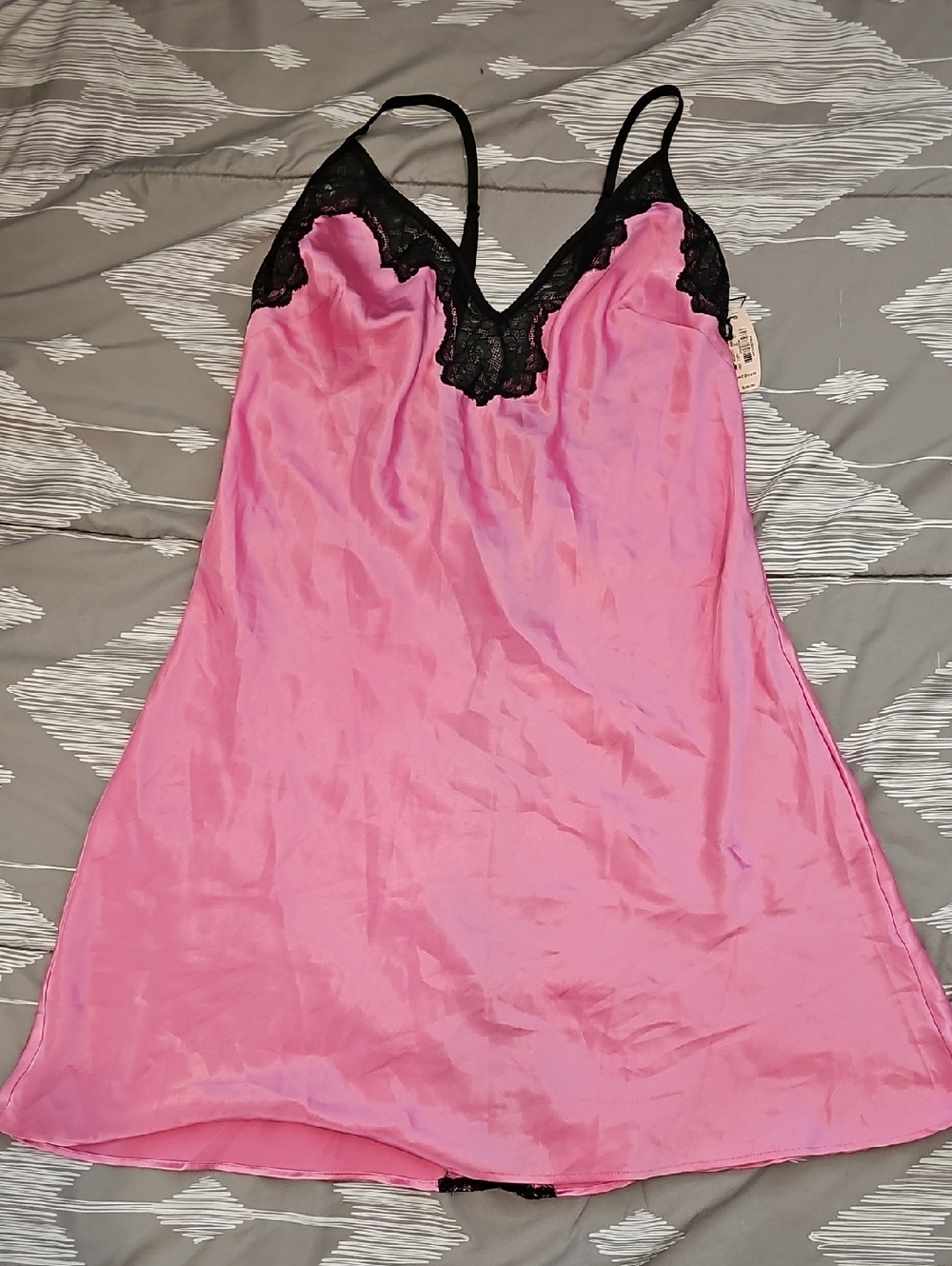 Victoria's Secret Pink Lace-Trim Satin Chemise